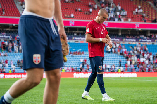 Leo Skiri Østigård of Norway looks dejected