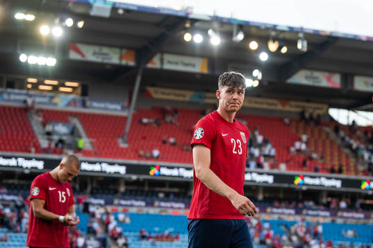 Jørgen Strand Larsen of Norway looks dejected