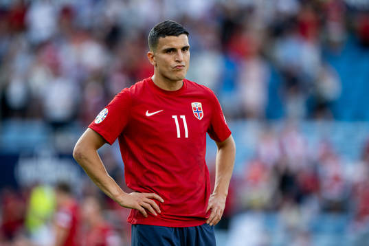 Mohamed Elyounoussi of Norway looks dejected