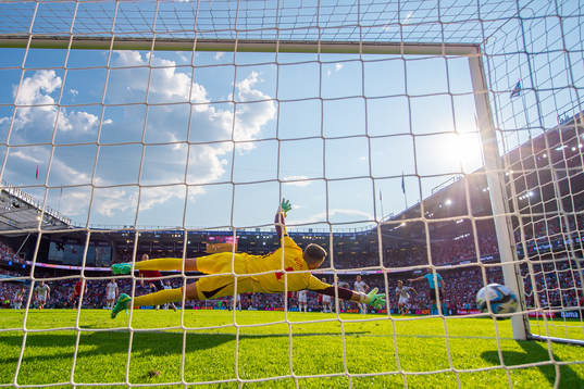 Erling Braut Haaland of Norway scores the 1-0 goal past