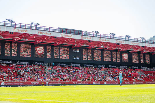 Spectators in the stands at Brann Stadion