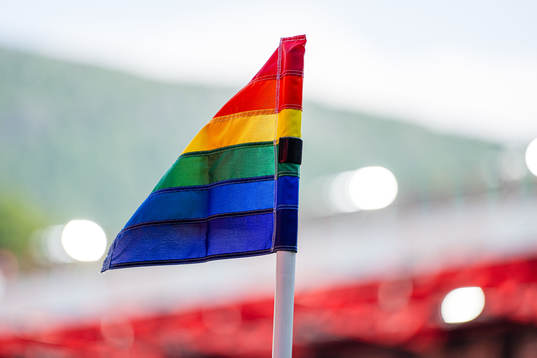 A rainbow flag at Brann Stadion