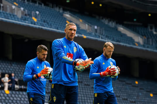 Goalkeepers Robin Olsen, Kristoffer Nordfeldt and Viktor