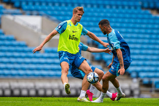 Kristoffer Ajer and Kristoffer Velde of the Norwegian