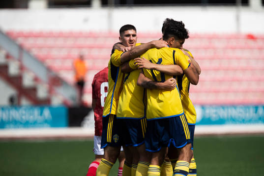 Players of Sweden celebrate