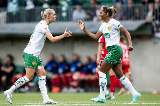 Hammarbys Alice Carlsson och Madelen Janogy jublar