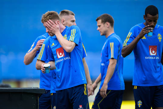 Dejan Kulusevski and Alexander Isak of the Swedish national