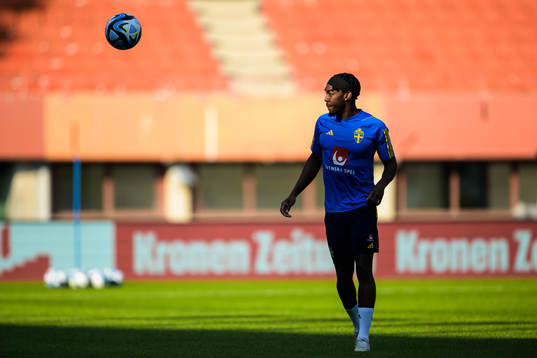 Anthony Elanga of the Swedish national football team at a