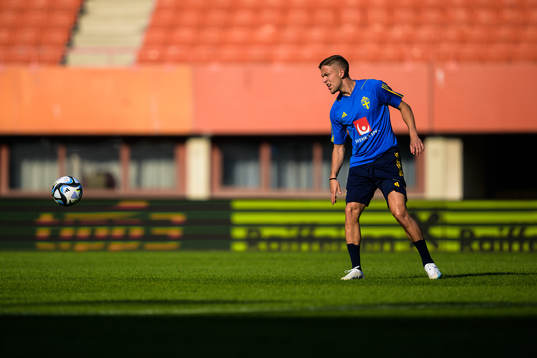 Jesper Karlsson of the Swedish national football team at a