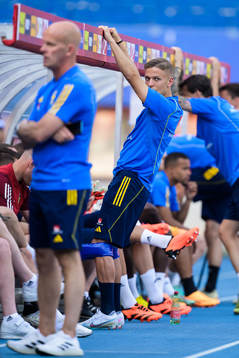 Jesper Karlsson of the Swedish national football team at a