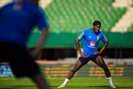 Anthony Elanga of the Swedish national football team at a