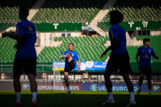 Emil Forsberg  and Victor Nilsson Lindelöf of the Swedish