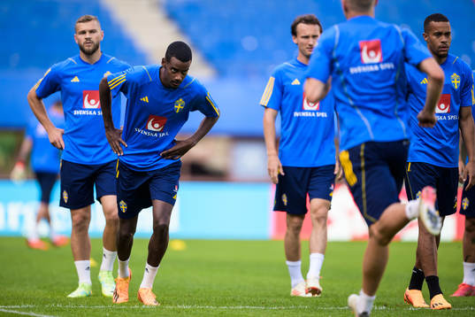 Alexander Isak and Robin Quaison of the Swedish national