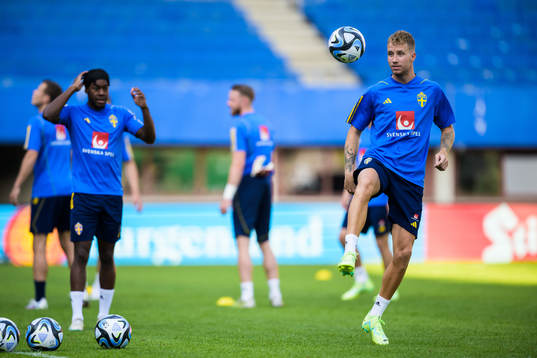 Samuel Gustafson of the Swedish national football team at a