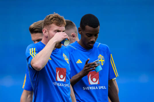 Dejan Kulusevski and Alexander Isak of the Swedish national