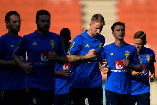 Samuel Gustafson of the Swedish national football team at a