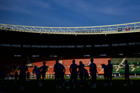 Players of the Swedish national football team at a training