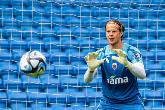 Goalkeeper Ørjan Håskjold Nyland of the Norwegian