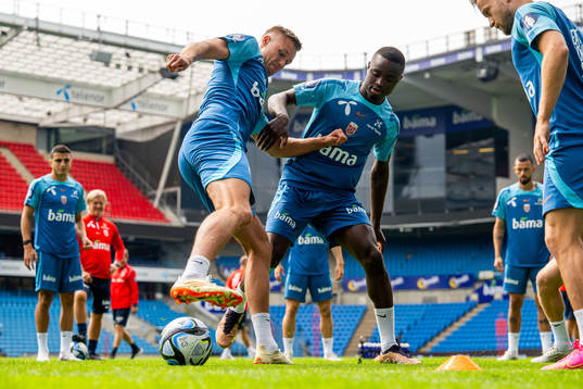 Stian Gregersen and Brice Wembangomo of the Norwegian