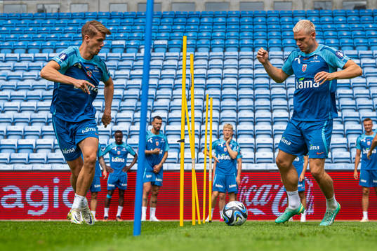 Kristoffer Ajer and Julian Ryerson of the Norwegian