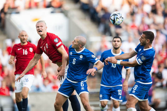 Erling Braut Haaland of Norway against Alexander Gogic,