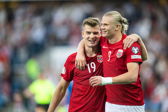 Erling Braut Haaland of Norway celebrates with Alexander