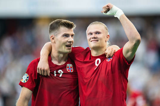 Erling Braut Haaland of Norway celebrates with Alexander