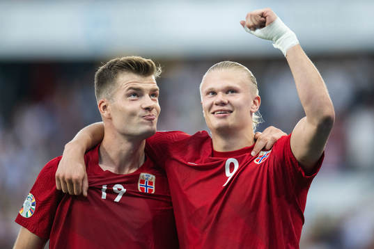 Erling Braut Haaland of Norway celebrates with Alexander