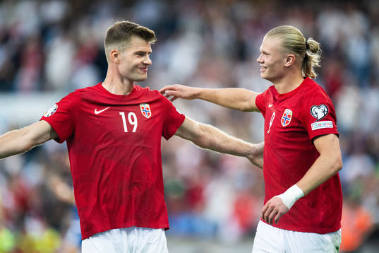 Erling Braut Haaland of Norway celebrates with Alexander