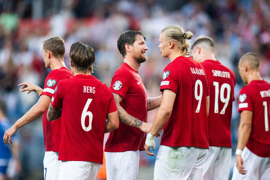 Erling Braut Haaland of Norway celebrates with Stefan
