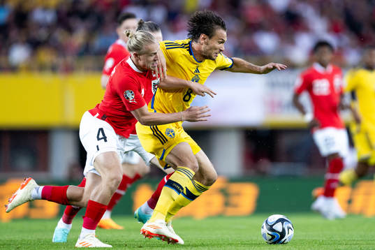 Xaver Schlager of Austria and Albin Ekdal of Sweden