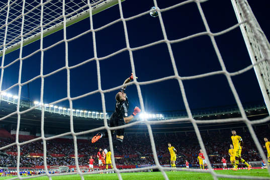 Goalkeeper Robin Olsen of Sweden makes a save