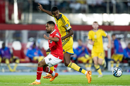 Phillipp Mwene of Austria and Alexander Isak of Sweden