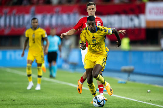 Christoph Baumgartner of Austria and Alexander Isak of