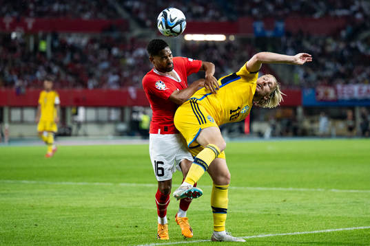 Phillipp Mwene of Austria and Emil Forsberg of Sweden