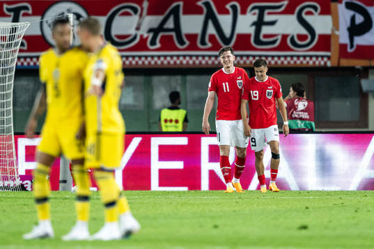 Michael Gregoritsch and Christoph Baumgartner of Austria