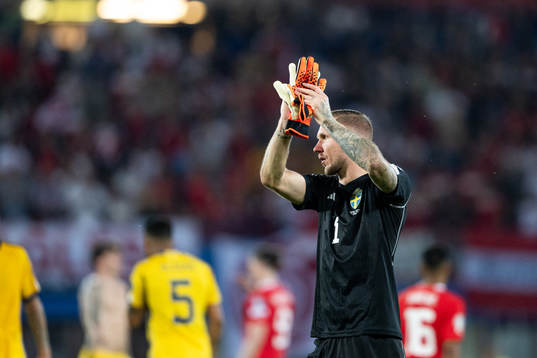 Goalkeeper Robin Olsen of Sweden looks dejected