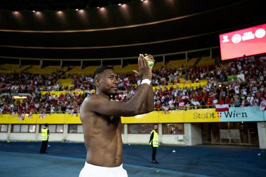David Alaba of Austria celebrates