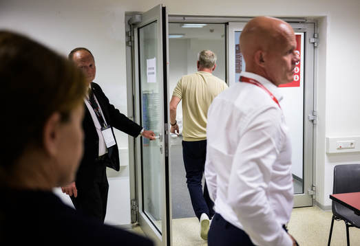Head coach Janne Andersson of Sweden leaves the press