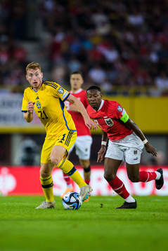 Dejan Kulusevski of Austria and David Alaba of Austria