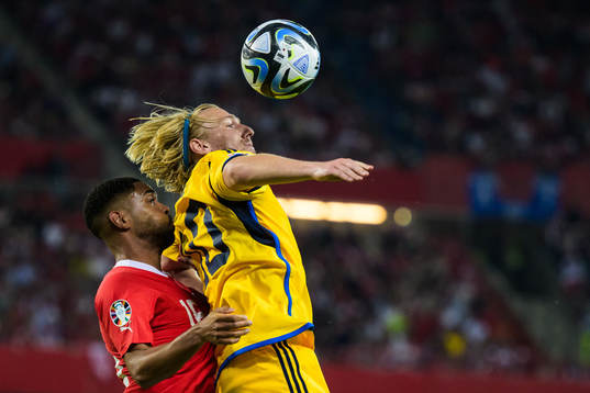Phillipp Mwene of Austria and Emil Forsberg of Sweden