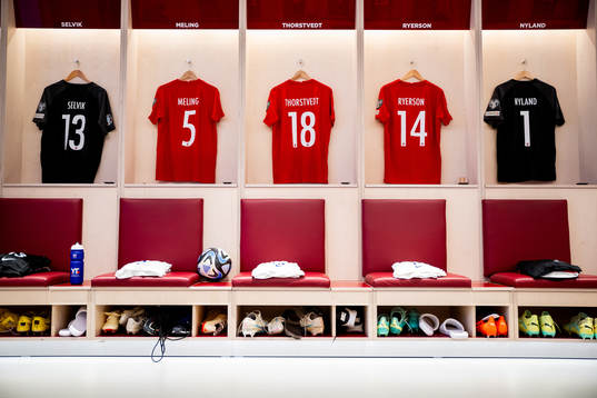 The kits of goalkeeper Egil Selvik, Birger Meling, Kristian