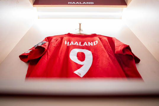 The kit of Erling Braut Haaland of Norway in the dressing