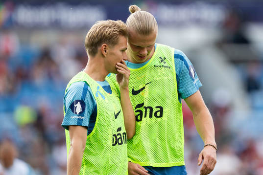 Martin Ødegaard and Erling Braut Haaland of Norway