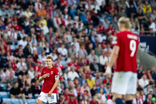 Martin Ødegaard and Erling Braut Haaland of Norway