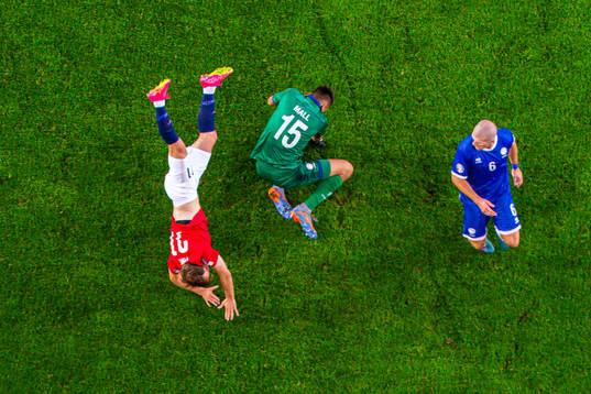 Bård Finne of Norway, goalkeeper Joel Mall of Cyprus and