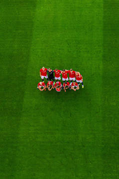 The starting eleven of Norway pose for a team photo