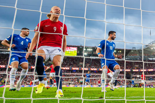 Erling Braut Haaland of Norway reacts