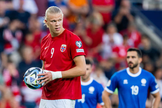 Erling Braut Haaland of Norway prepares to take a penalty