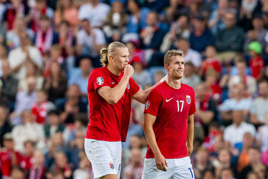 Erling Braut Haaland and Ola Solbakken of Norway